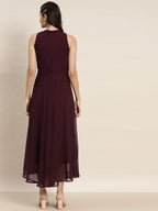 Jompers Women's Embroidered A-Line Midi Dress - Purple | Grocsy