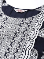 Jompers Women's Paisley Embroidered Sequinned Chikankari Kurta - Navy Blue | Grocsy