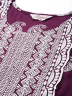 Jompers Women's Paisley Embroidered Sequinned Chikankari Kurta - Purple | Grocsy