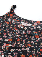 Jompers Women's Floral Printed Floral Georgette Kurta - Black | Grocsy