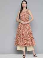 Jompers Women's Floral Printed Floral Cotton Kurta - Red | Grocsy
