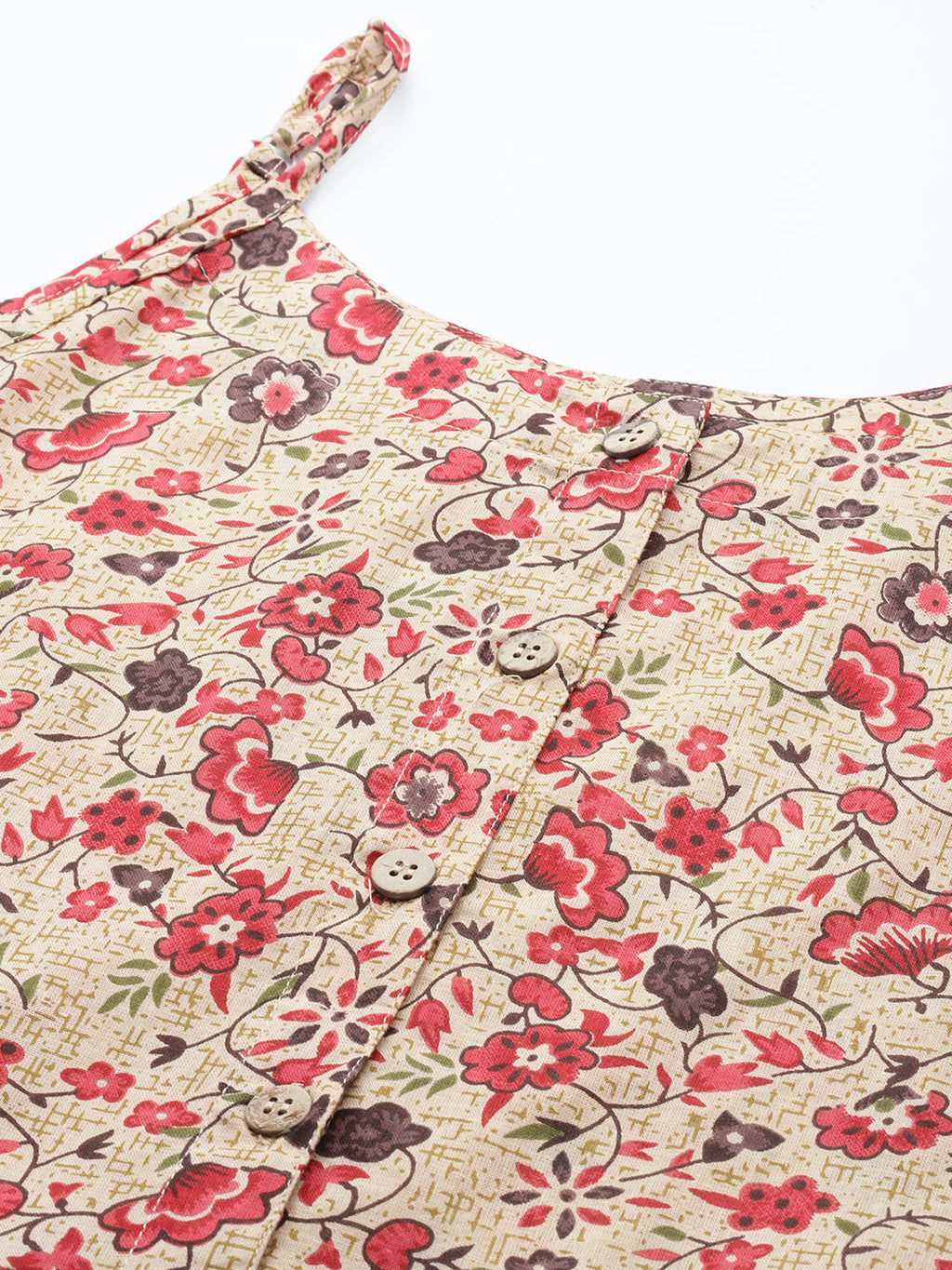 Jompers Women's Floral Printed Floral Cotton Kurta - Red | Grocsy