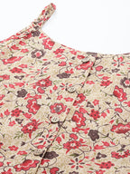 Jompers Women's Floral Printed Floral Cotton Kurta - Red | Grocsy