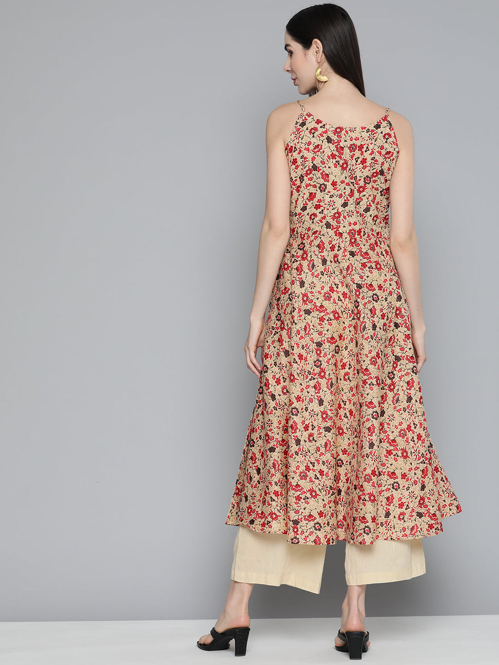 Jompers Women's Floral Printed Floral Cotton Kurta - Red | Grocsy