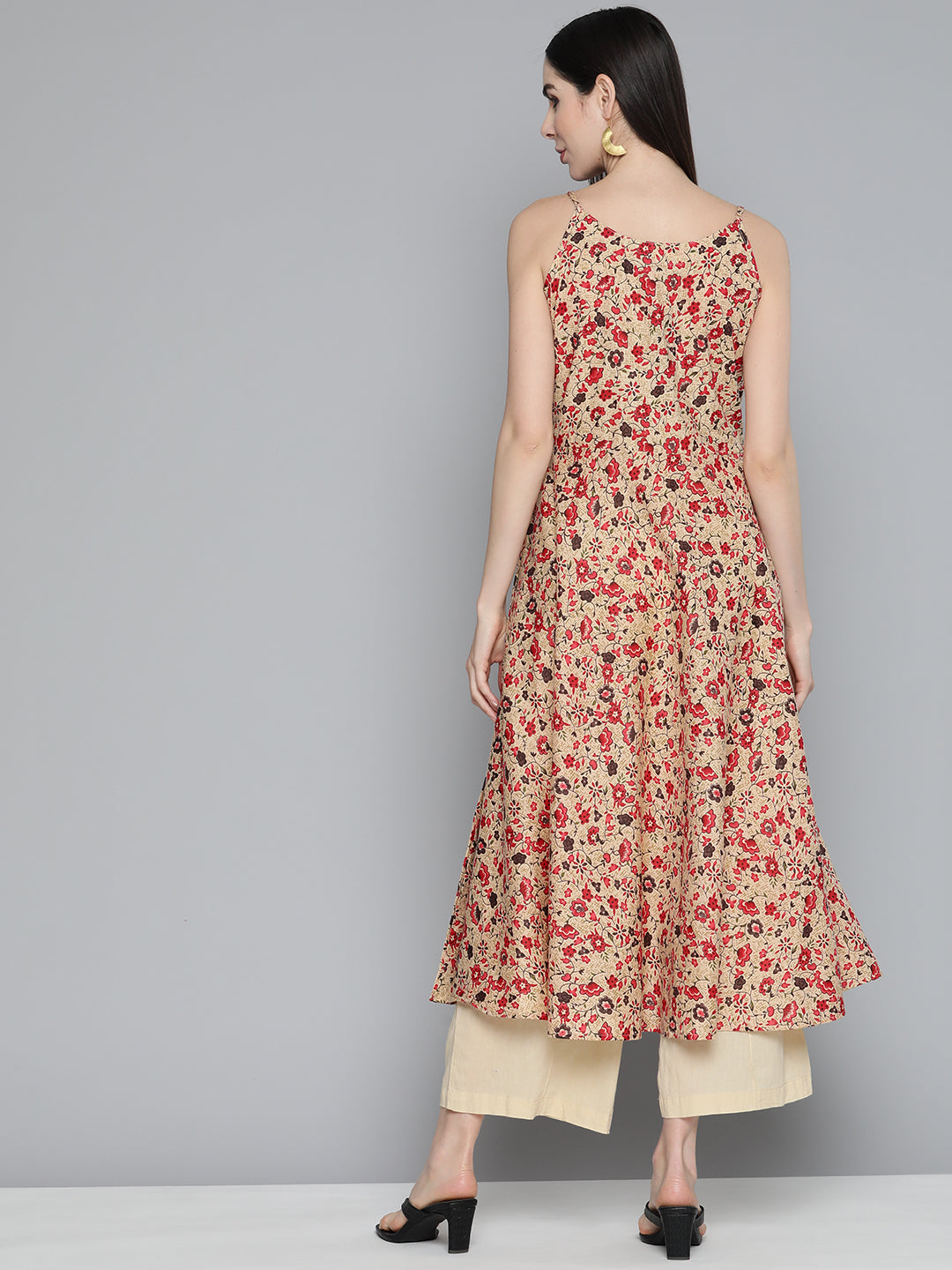 Jompers Women's Floral Printed Floral Cotton Kurta - Red | Grocsy