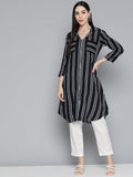 Jompers Women's Black Striped Kurta | Grocsy