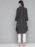 Jompers Women's Black Striped Kurta | Grocsy