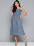 Jompers Women's Grey Floral Sequin Embroidered A-Line Midi Dress - Grey | Grocsy