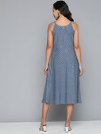 Jompers Women's Grey Floral Sequin Embroidered A-Line Midi Dress - Grey | Grocsy