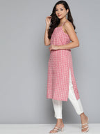 Jompers Women's Floral Printed Red Kurta - Red | Grocsy