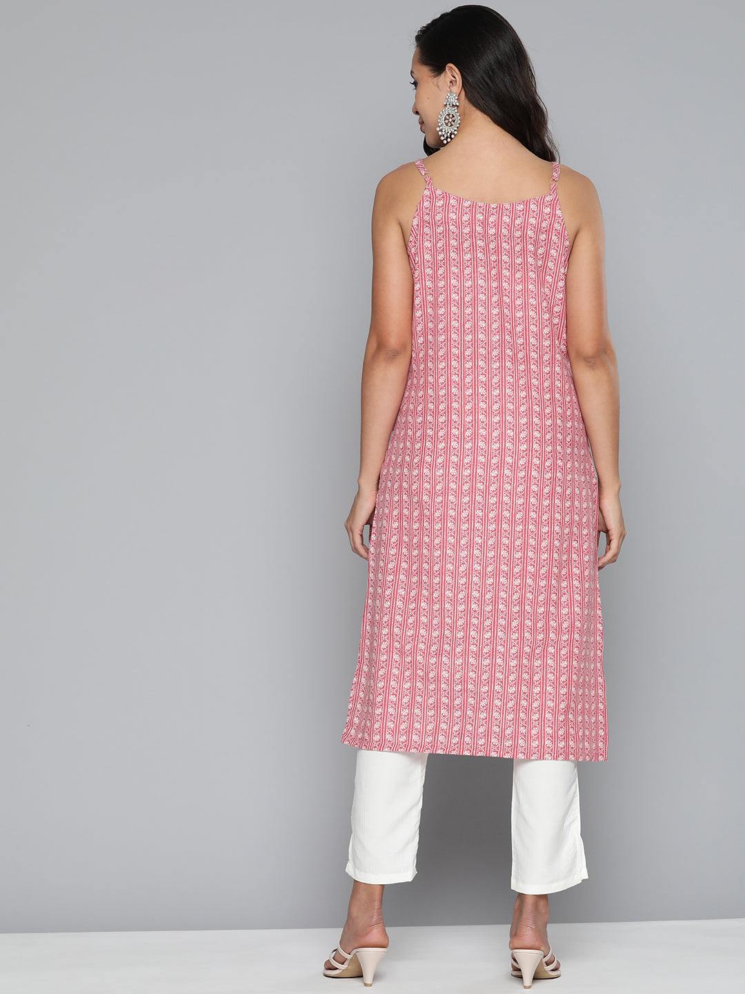 Jompers Women's Floral Printed Red Kurta - Red | Grocsy