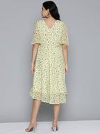 Jompers Women's Floarl print flared georgette dress - Off-White | Grocsy
