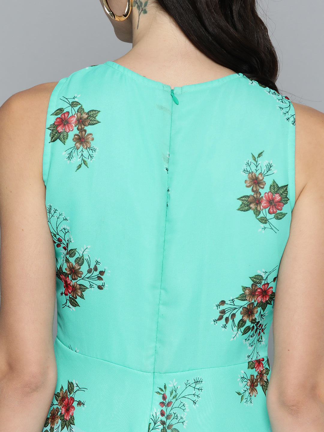 Jompers Women's Floral Print Georgette A-Line Midi Dress - Blue | Grocsy
