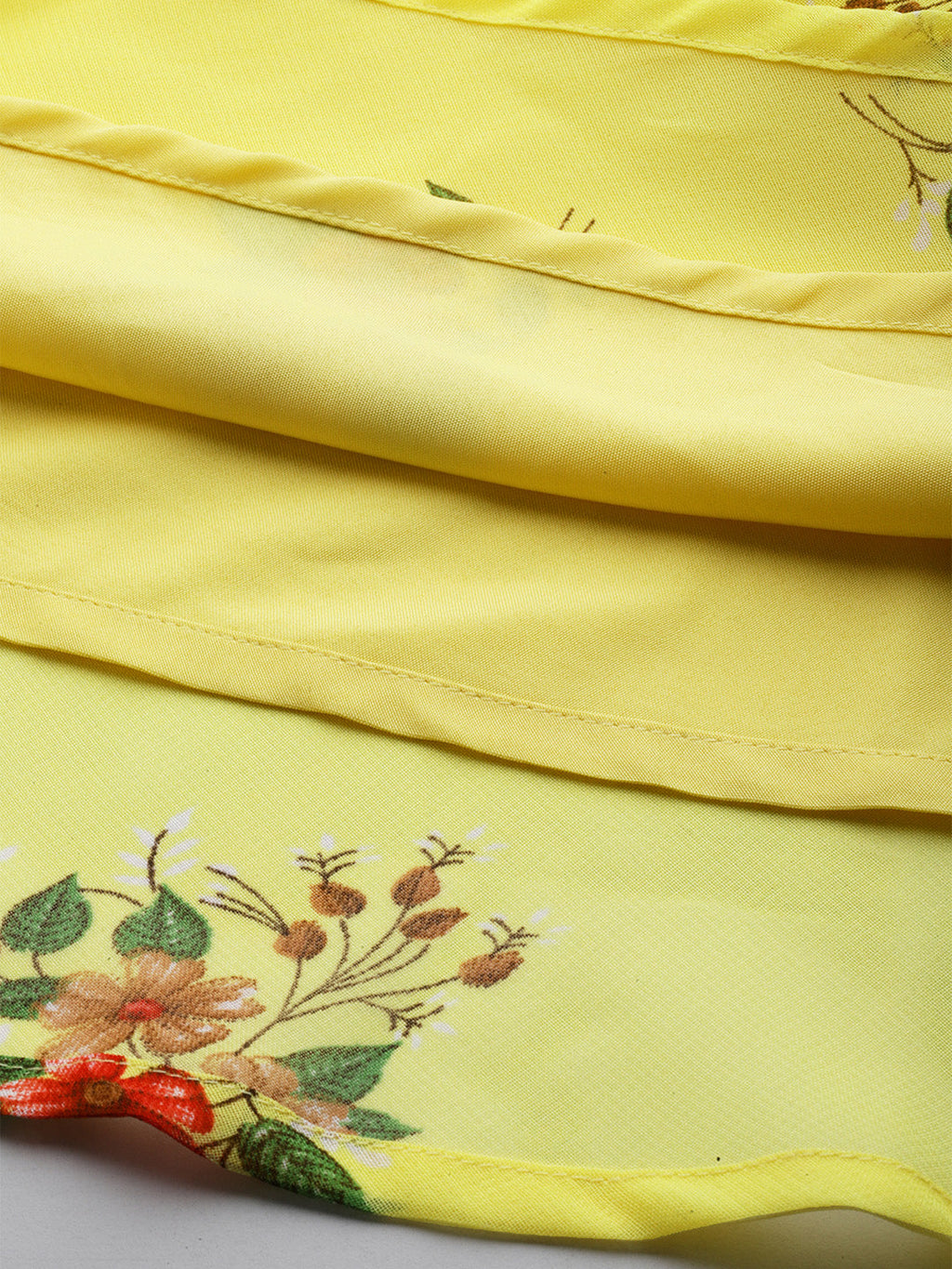 Jompers Women's Floral Print Georgette A-Line Midi Dress - Yellow | Grocsy