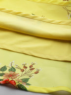 Jompers Women's Floral Print Georgette A-Line Midi Dress - Yellow | Grocsy