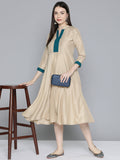 Jompers Women's Sequin work, flared ethnic dress - Beige | Grocsy