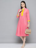 Jompers Women's Sequin work, flared ethnic dress - PInk | Grocsy