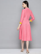 Jompers Women's Sequin work, flared ethnic dress - PInk | Grocsy