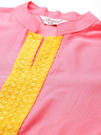 Jompers Women's Sequin work, flared ethnic dress - PInk | Grocsy