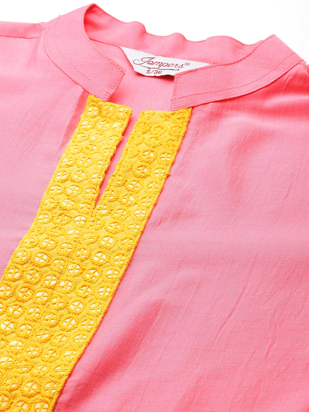 Jompers Women's Sequin work, flared ethnic dress - PInk | Grocsy