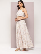 Jompers Women's Crystal Beads Work Printed Lehenga choli with dupatta - Beige | Grocsy