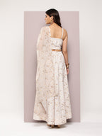 Jompers Women's Crystal Beads Work Printed Lehenga choli with dupatta - Beige | Grocsy