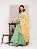 Jompers Women's Cutdana emblished Jacqard Lehenga Choli with dupatta - Green | Grocsy