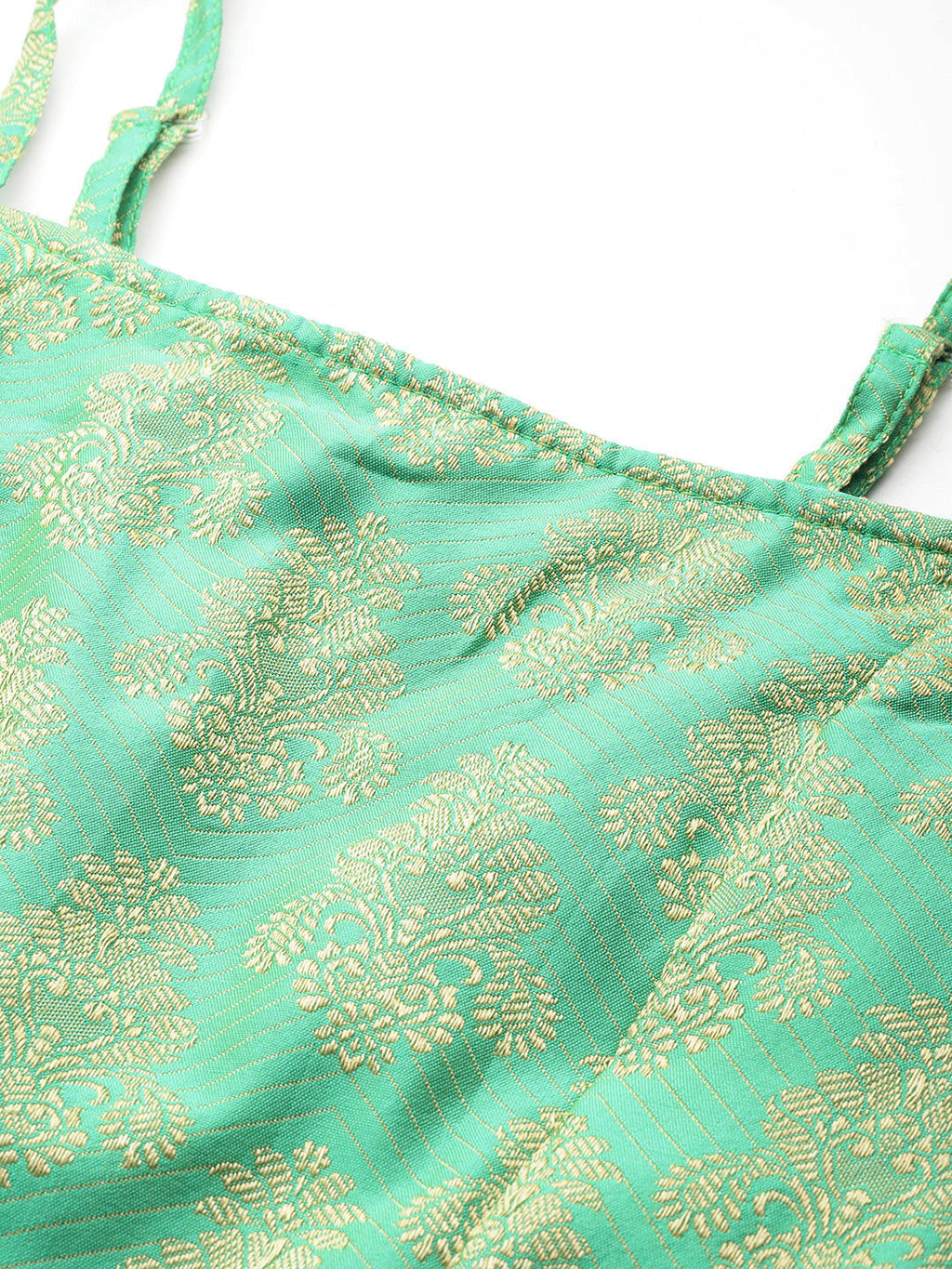 Jompers Women's Cutdana emblished Jacqard Lehenga Choli with dupatta - Green | Grocsy