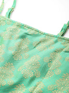Jompers Women's Cutdana emblished Jacqard Lehenga Choli with dupatta - Green | Grocsy