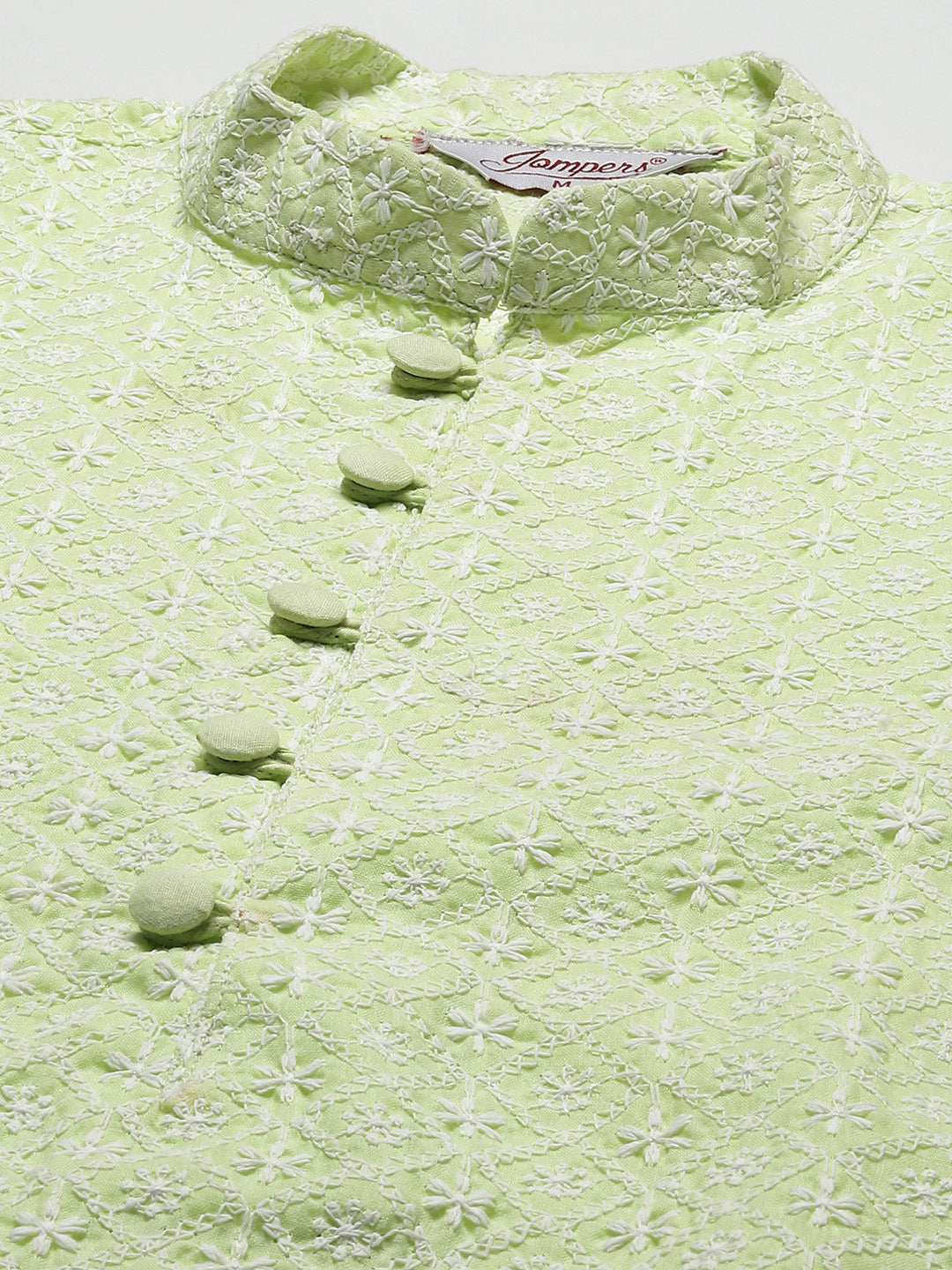 Jompers Men's Green Embroidered Kurta Only | Grocsy