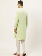 Jompers Men's Green Embroidered Kurta Only | Grocsy