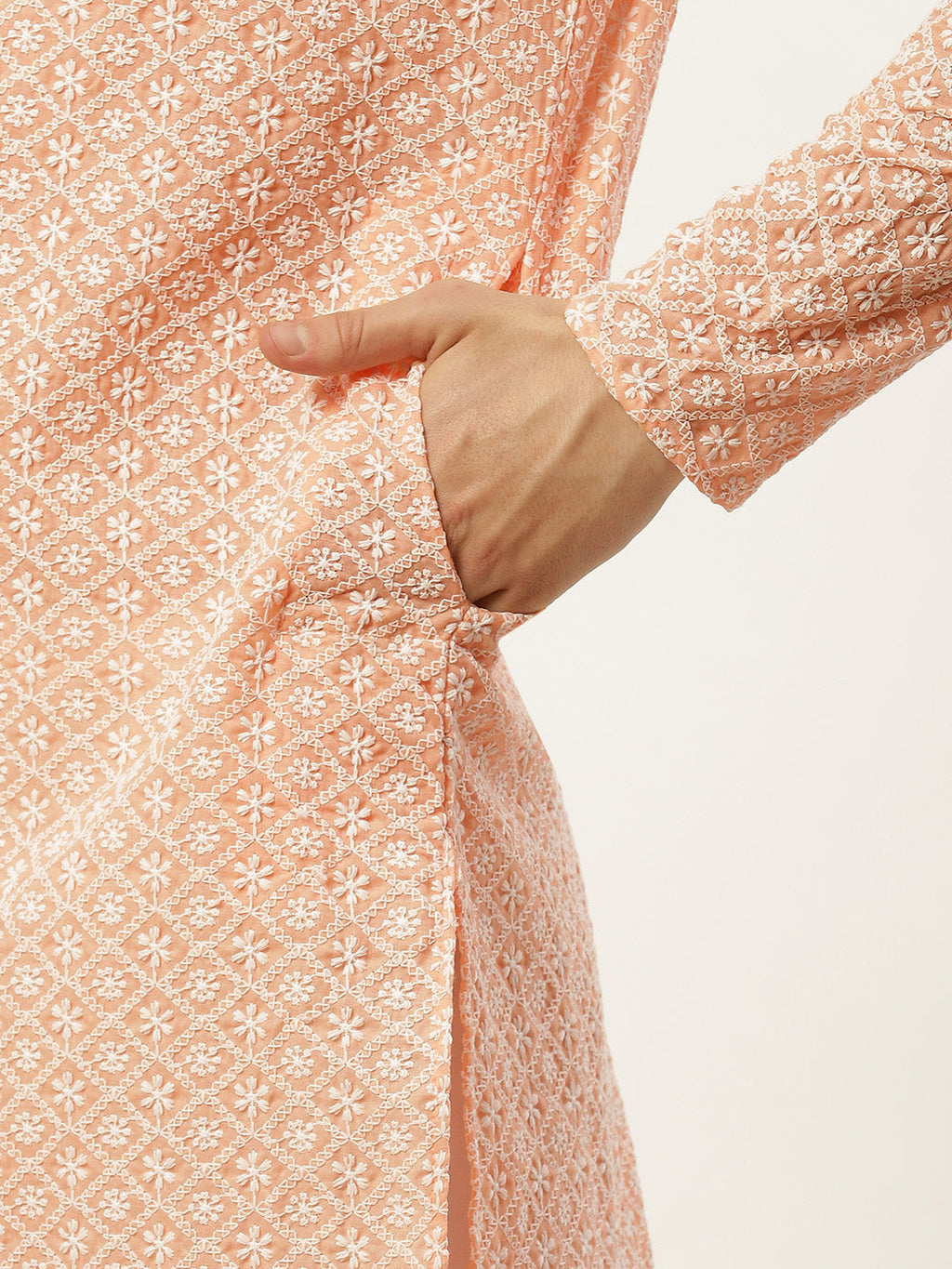 Jompers Men's Orange Embroidered Kurta Payjama Sets | Grocsy