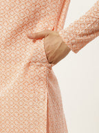 Jompers Men's Orange Embroidered Kurta Payjama Sets | Grocsy