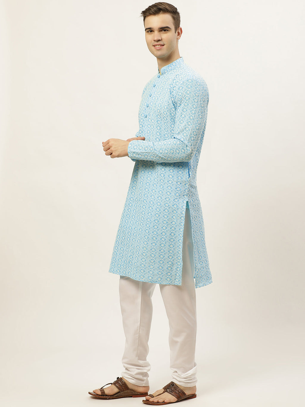 Jompers Men's Sky Embroidered Kurta Payjama Sets | Grocsy