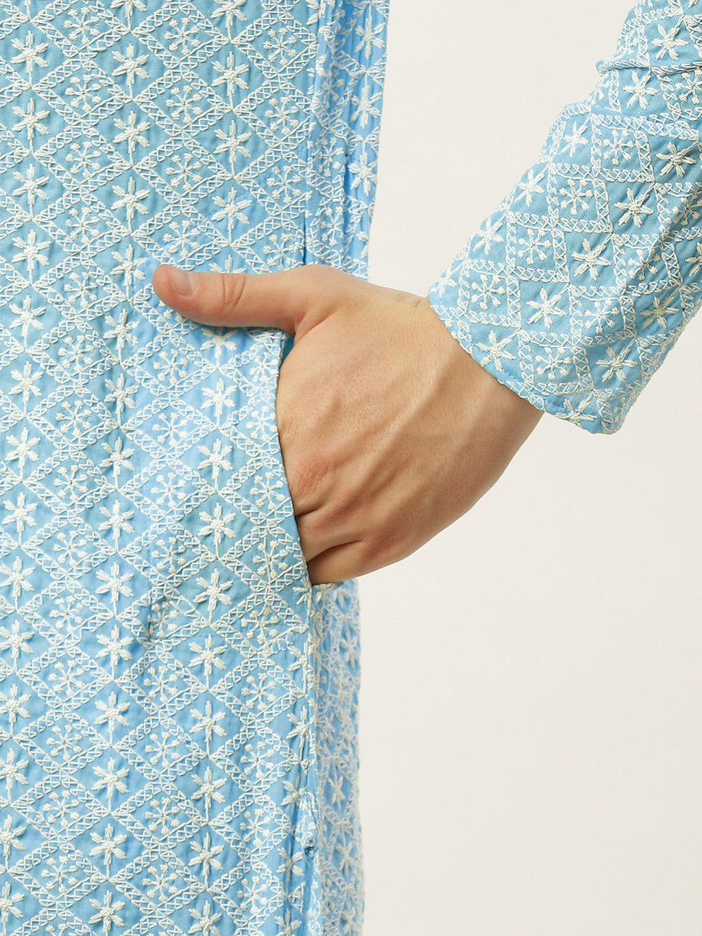 Jompers Men's Sky Embroidered Kurta Payjama Sets | Grocsy