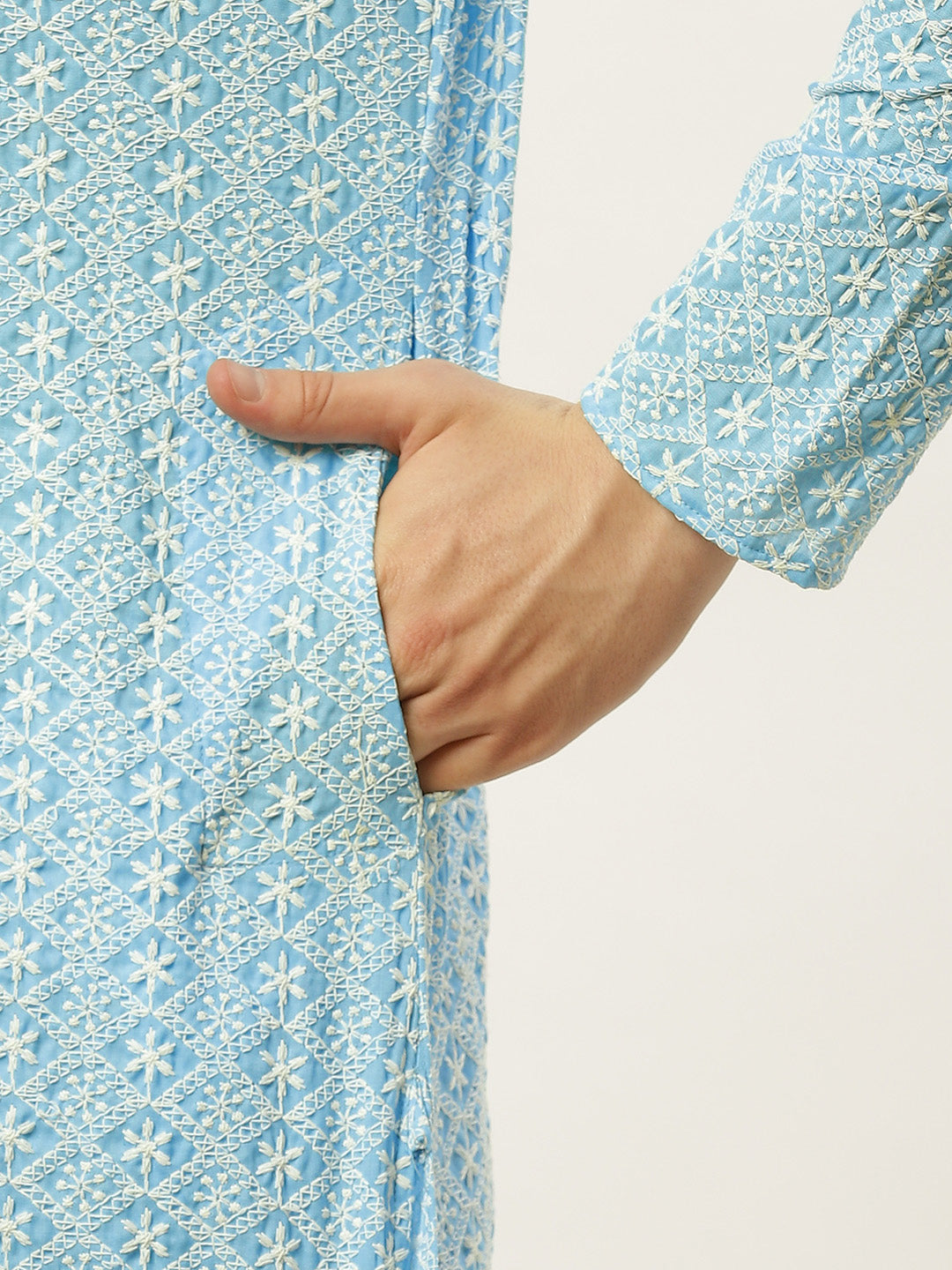 Jompers Men's Sky Embroidered Kurta Payjama Sets | Grocsy