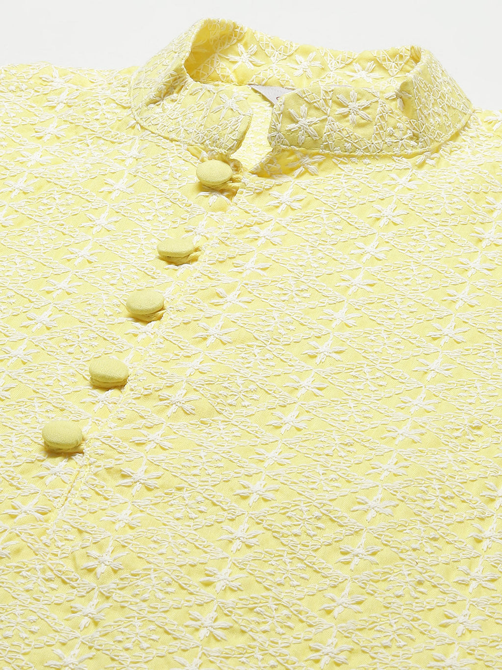 Jompers Men's Yellow Embroidered Kurta Only | Grocsy