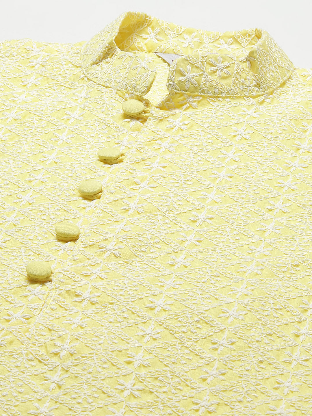 Jompers Men's Yellow Embroidered Kurta Only | Grocsy