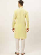 Jompers Men's Yellow Embroidered Kurta Only | Grocsy