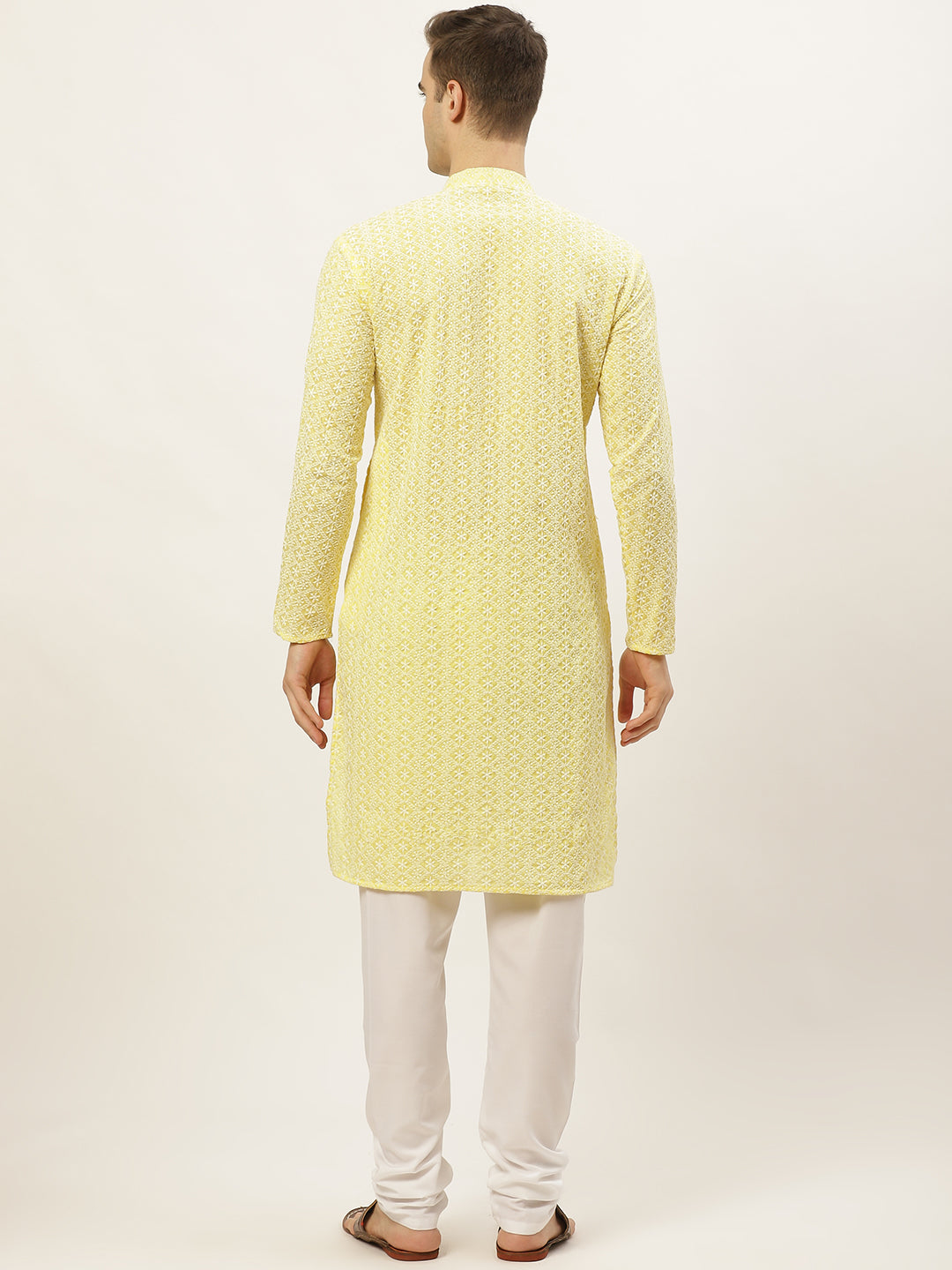 Jompers Men's Yellow Embroidered Kurta Only | Grocsy