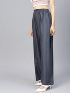 Jompers Women Grey Solid Straight Palazzos | Grocsy