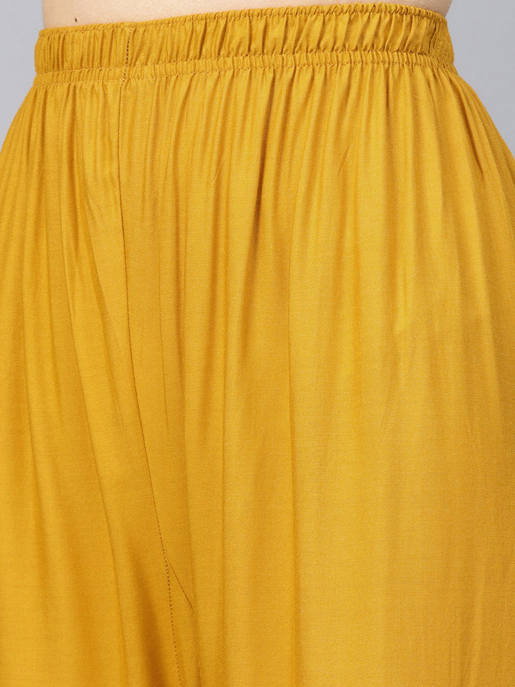 Jompers Women's Mustard Straight Elasticated Palazzo | Grocsy