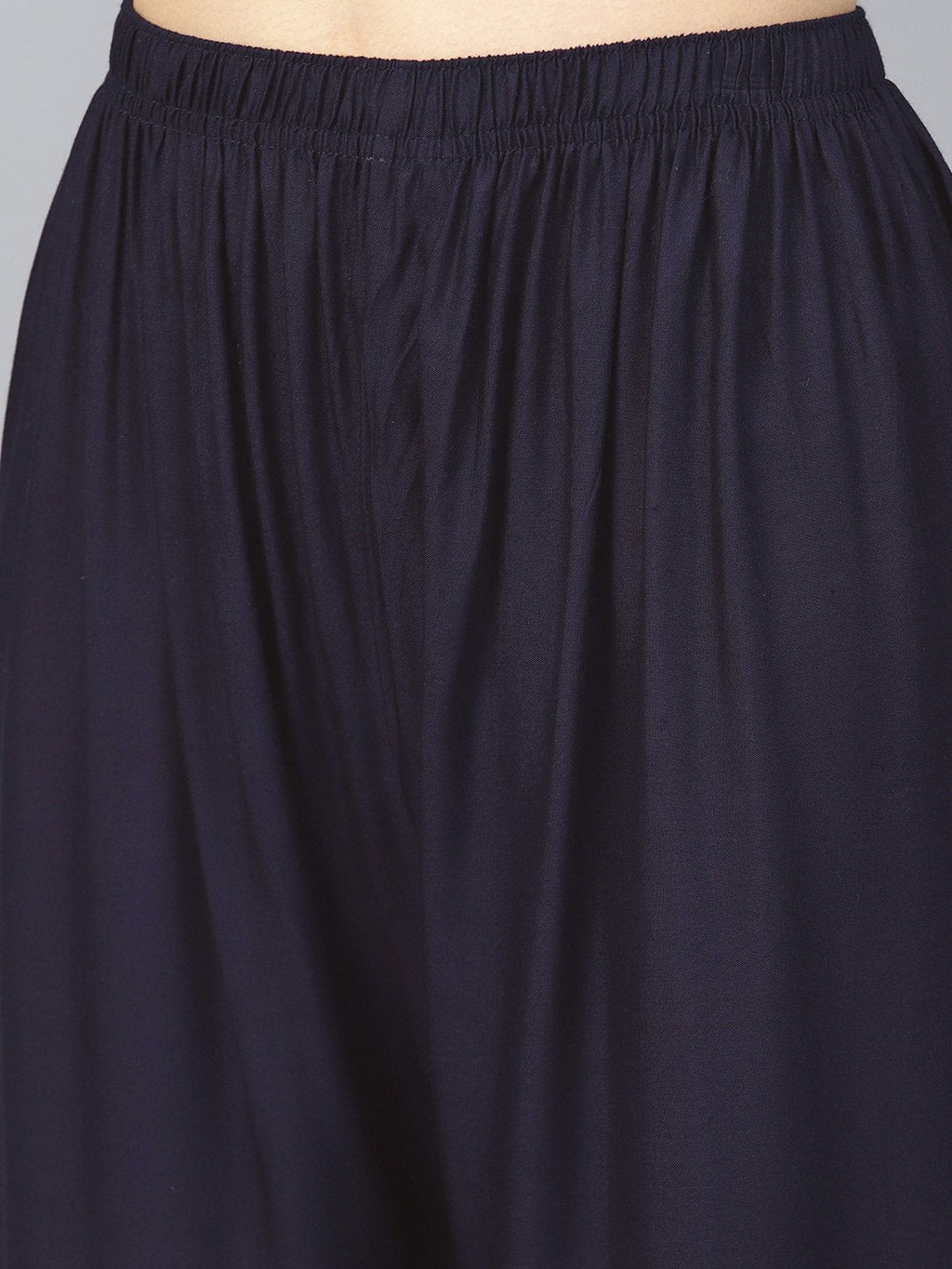 Jompers Women Navy-Blue Solid Straight Palazzos | Grocsy