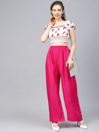 Jompers Women's Pink Straight Elasticated Palazzo | Grocsy