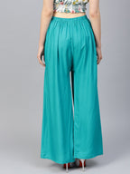 Jompers Women Rama-Green Solid Straight Palazzos | Grocsy