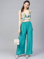 Jompers Women Rama-Green Solid Straight Palazzos | Grocsy