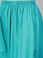 Jompers Women Rama-Green Solid Straight Palazzos | Grocsy