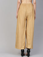 Jompers Women's Beige Straight Elasticated Palazzo | Grocsy