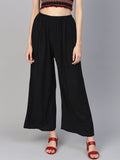 Jompers Women's Black Straight Elasticated Palazzo | Grocsy