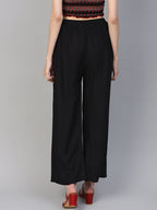 Jompers Women's Black Straight Elasticated Palazzo | Grocsy